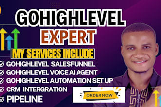 be your gohighlevel CRM expert, salesfunnels, automation website and workflows