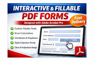 design professional fillable and editable PDF forms in adobe acrobat, pdf files