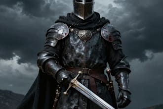 draw concept art of knights, medieval, dark fantasy warriors character