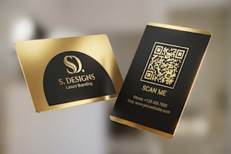 design a luxury business card with qr code and print ready
