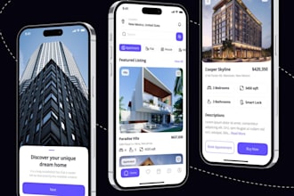 design real estate, property listing, rental booking app UI