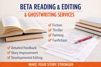 beta read, edit, and help develop your novel, fanfiction, or story