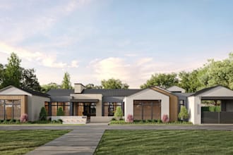 modify single family house design,modern farmhouse rendering,cgi interior layout
