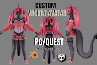 create a custom vrchat avatar, furry avatar, anime 3d model for PC and quest
