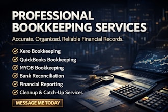 do xero quickbooks myob bookkeeping, bank reconciliation and financial reporting