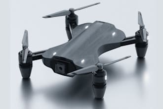 create custom cinematic 3d animation for 3d drone quadcopter fixedwing, 3d model