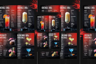 design a luxury cocktail and drink menu for your bar or lounge