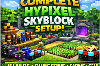 create a complete hypixel skyblock setup island, progression, gameplay for you
