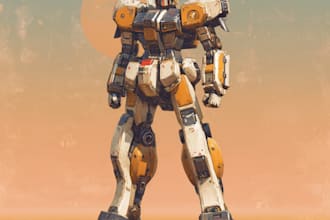 draw mecha robot,armor,gundam in anime or realism style