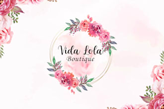 design elegant hand drawn watercolor feminine floral spa botanical boho logo