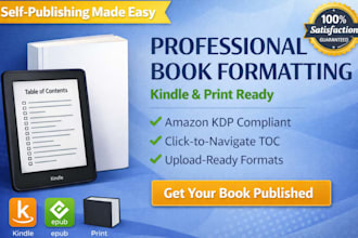 provide professional amazon KDP book formatting for kindle ebook and paperback