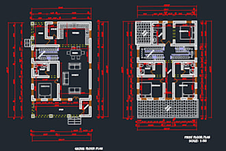 draw a professional 2d autocad floor plan drawings