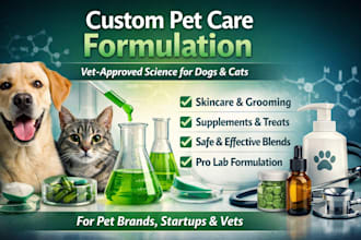 formulate custom pet, cat and dog care products with vet approved ingredients