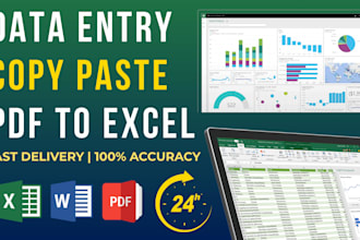 do data entry, copy paste, PDF to word excel data entry fast