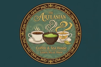 create a coffee tea green tea logo with express deliver