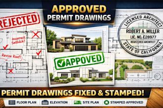 fix rejected architectural permit drawings with licensed stamp