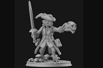 sculpt 3d creature character, 3d fantasy miniature,3d printable terminator model
