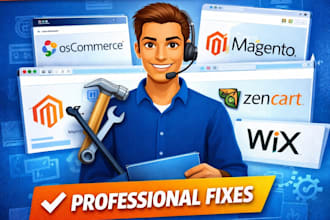 design website and fix bug problem of oscommerce, magento, zencart, wix website
