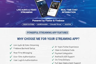 develop a flutter streaming app with firebase