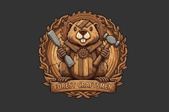 do wonderful woodwork mascot logo design for your company