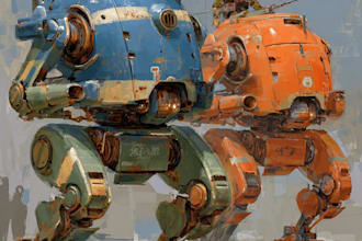 design sci fi mecha and robot concept art