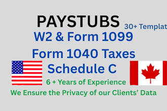 do paystub,  check stubs, w2, 1099 and 1040