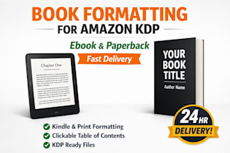 do book formatting for amazon KDP ebook and paperback