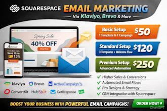 setup squarespace email marketing newsletter campaign design via klaviyo brevo