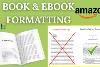 do book typesetting, paperback ebook formatting, book interior design for amazon