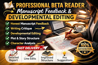 beta reader, manuscript feedback, writing critique and developmental editing