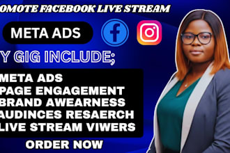 do facebook page marketing, meta ads, promote face book live stream organically