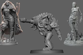 sculpt 3d character miniature, 3d model warhammer, tabletop dnd, stl model chibi