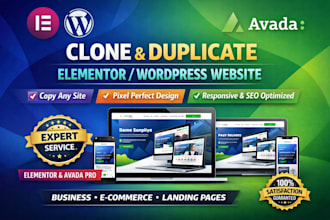 design copy clone duplicate elementor wordpress website with avada theme builder