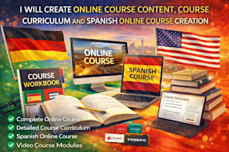 create online course content, course curriculum, spanish online course, training