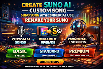 create suno ai custom ai song suno song with commercial use remake your suno