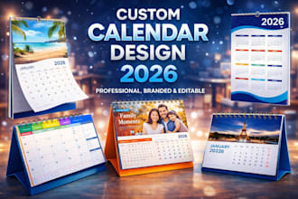 do yearly custom calendar or planner design