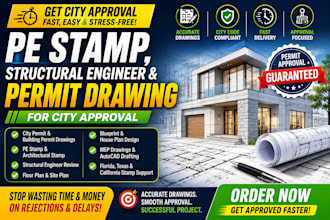 pe stamp, structural engineer and permit drawing for city approval
