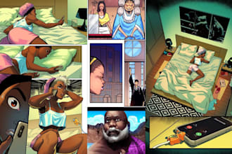 comic book illustration, graphic novel nsfw, comic strips as comic art artist