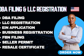 do US llc registration, ein application, dba filing, boi report for non resident