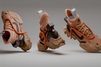 design custom 3d shoe models, sneaker concepts and footwear renders