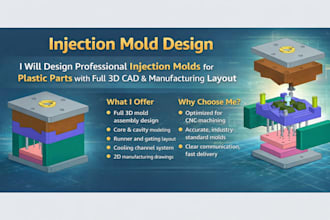 design injection molds for plastic parts with full 3d cad and manufacturing