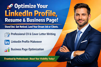 optimize, revamp linkedin profile, resume CV cover letter and business page