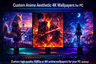 design custom anime aesthetic 4k wallpaper for PC