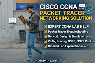 assist with cisco ccna packet tracer network solutions