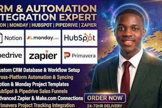 notion template monday hubspot crm  pipedrive zapier automation primavera make