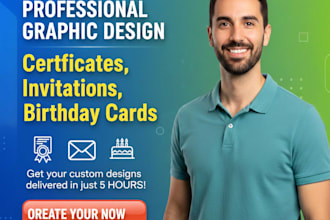 design professional certificate, invitation, and greeting cards in 5 hours