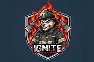 design wonderful firefighter character mascot logo design
