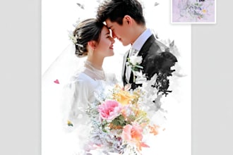 design couple portrait wedding portrait illustration
