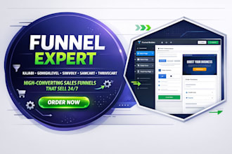 build kajabi, gohighlevel, simvoly, samcart, thrivecart funnels