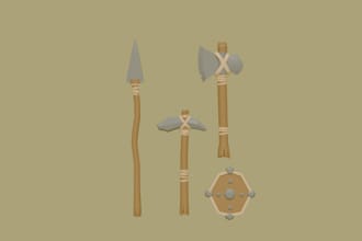 lowpoly stone age tools set